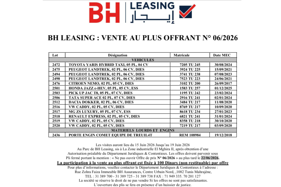 VENTE AU PLUS OFFRANT N° 06-2026